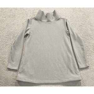 Dudley Stephens Sweater Womens Medium Gray Fleece Turtleneck Pullover Made USA